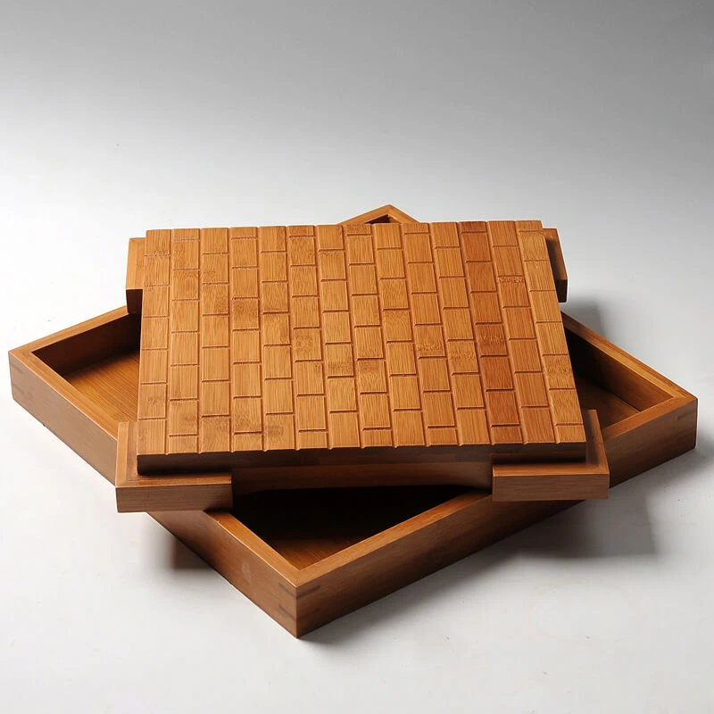 Bamboo Tea Trays Kung Fu Tea Table Accessories Chinese Tea Serving Tray Set with Drain Rack