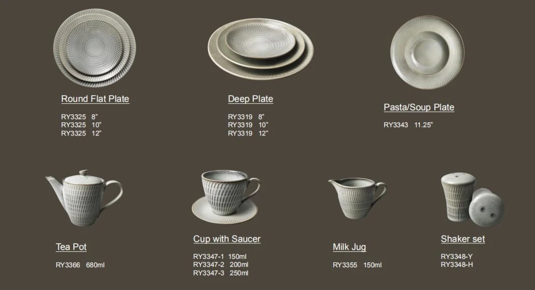 Kiln Gray Color Porcelain Tableware Ceramic Tableware for Hotel and Restaurant