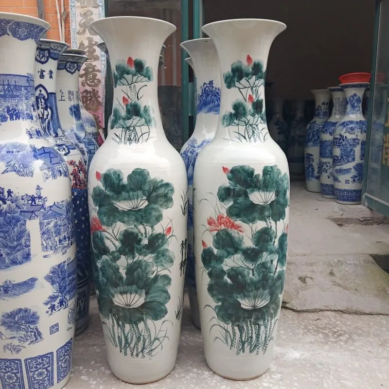 High Quality China Traditional Style Large Scale Roundness Animal Pattern Plant Pot Blue and White Ceramic
