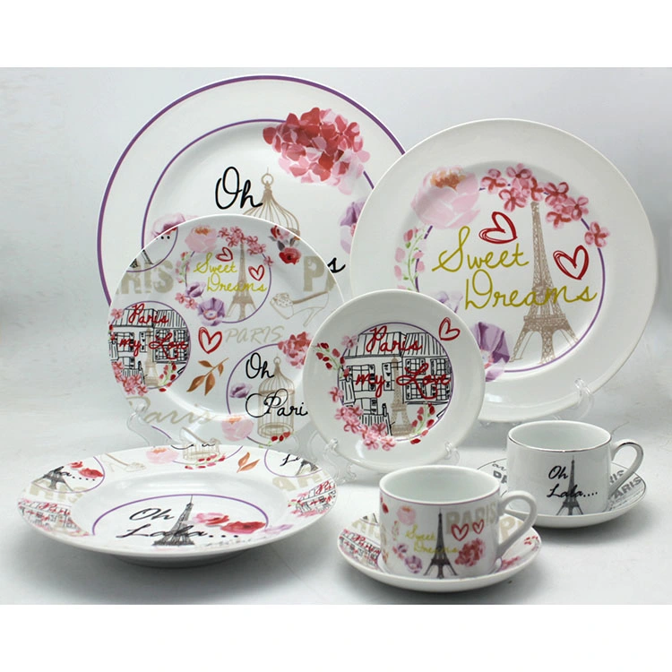 Stylish Parisian Ceramic Tableware Set Ceramic Cups and Plates