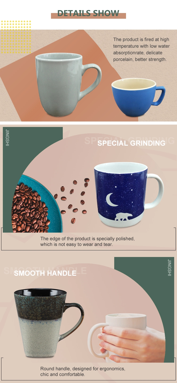 Wholesale Stoneware Gift Mug Handle Customized Coffee Mug Ceramic Stoneware Mugs with Lid