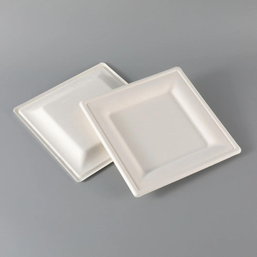 Eco-Friendly Wholesale Square White Dishes Plate for Hotel& Restaurant Square Plate Paper Plate Food Packaging