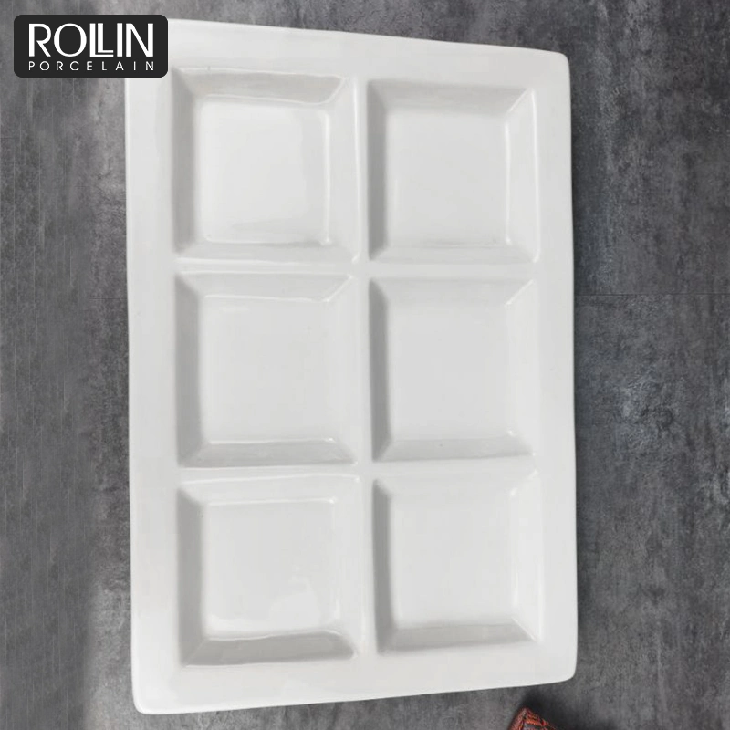 White Ceramic Divide Plates/Dishes/Porcelain Dinner Plate