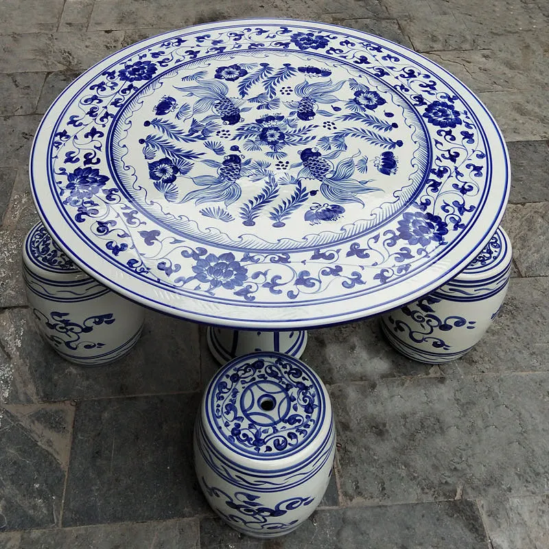 Chinese Traditional Wholesale High Quality Outdoors Casual Beautiful Ceramics Stool Blue and White Ceramic