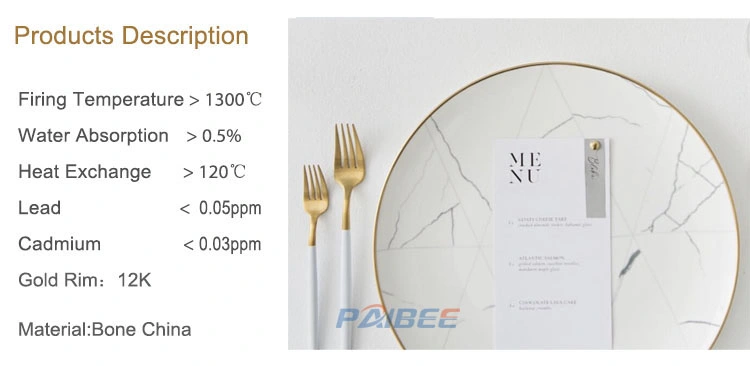 White Marble Pattern Charger Dinner Plates Ceramic Plates Dishes for Restaurant Wedding Events