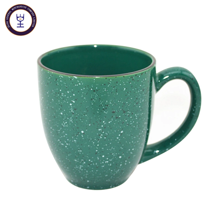 16oz Ceramic Mugs with Speckle and Color Rim