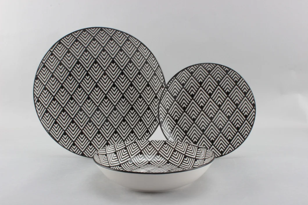 Amazon Hot Selling Ceramics Dinnerware Set with Pad Printing Design