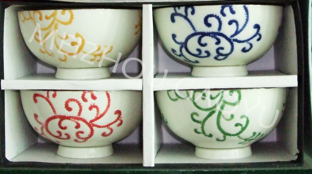 Hot-Selling Ceramic Bowl 4PCS Set/Dinner Set/Hand-Painting Underglazed