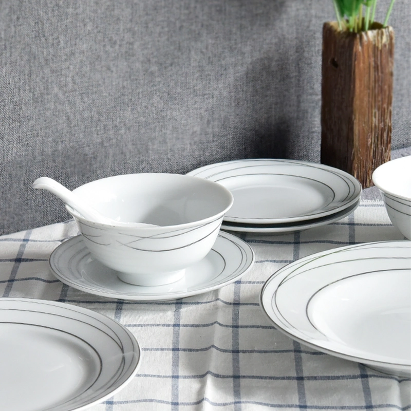 Ceramic Dinner Set 26PCS Chinese Restaurant Dinnerware Daily Use Fine Porcelain Tableware