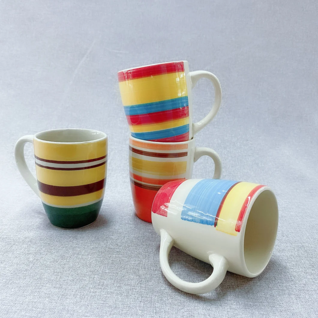10oz Stoneware Hand-Painted Ceramic Mug for Family Use