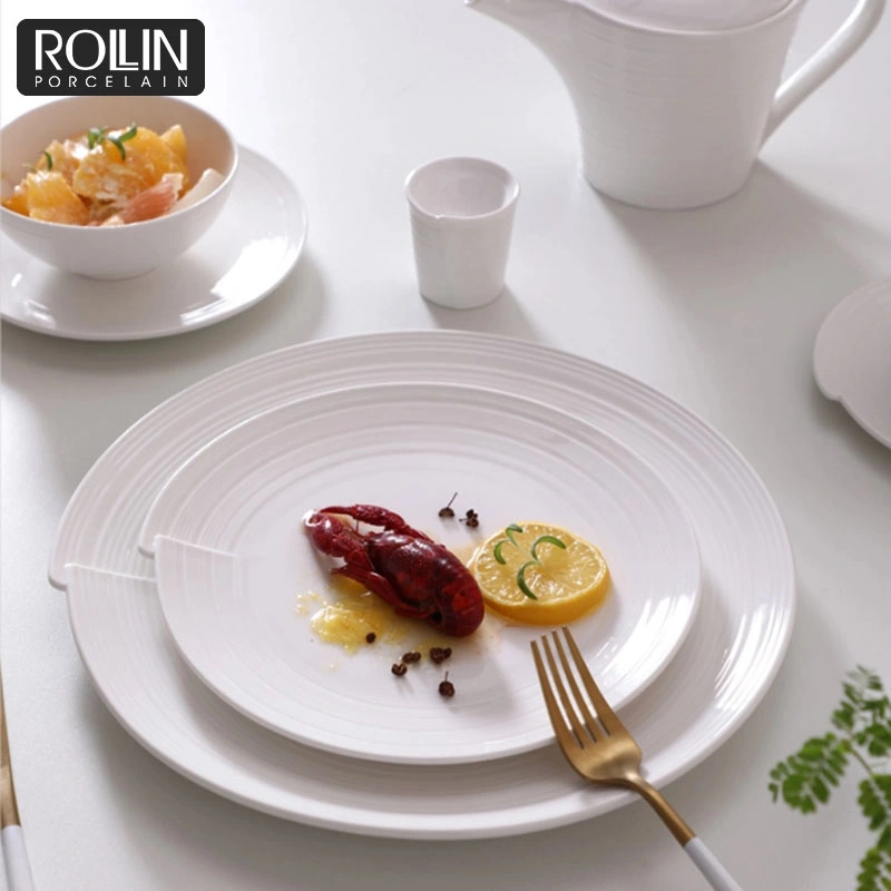 Hotel Round Porcelain Plate Ceramic Dinner Plate for Wedding