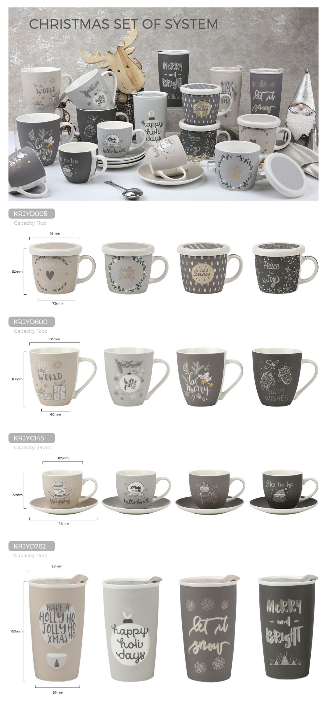 Christmas Mug Travel Mug with Lid Cup and Saucer Porcelain Mug with Ceramic Cover