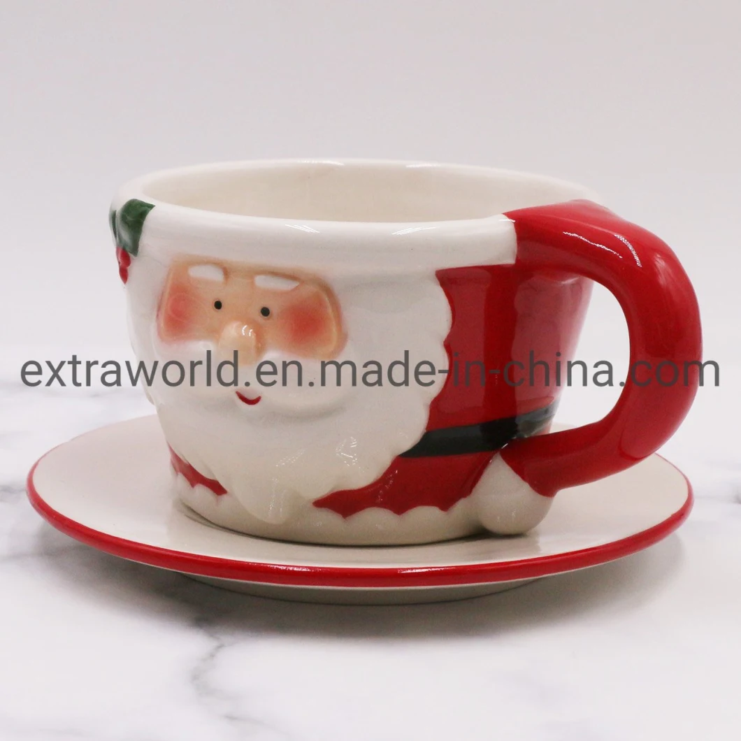 Novel and Fantasty Ceramic Christmas Holiday Coffee Cup with Saucer for Afternoon Tea