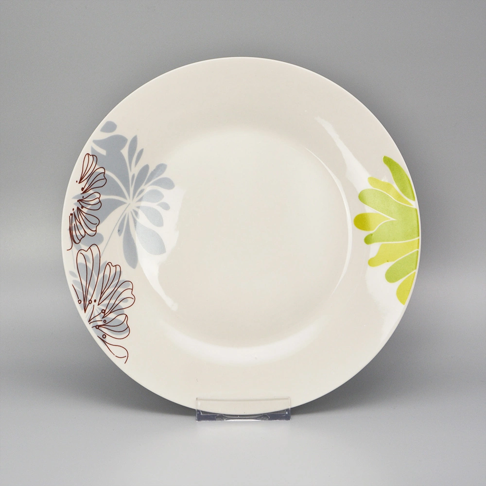 Customize Logo Ceramic Porcelain Flat Plate for Dinner