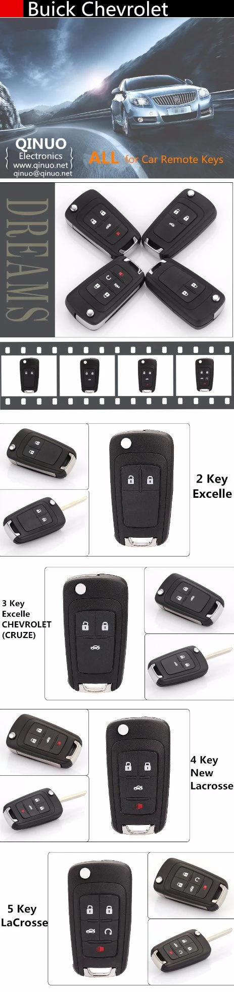 Car Key Remotes for Buick Normal Key 433MHz/315MHz