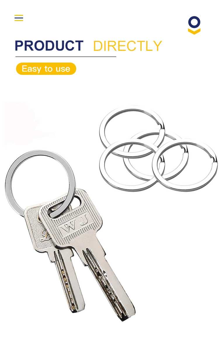 Silver Gold Split Key Ring Circle, Metal Flat Key Chain Rings for Dog Tag DIY Jewelry Car Key Attachment