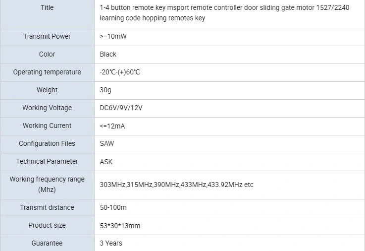Remote Control 433.92MHz Copy Car Key Duplicator for Car Garage Rolling Door