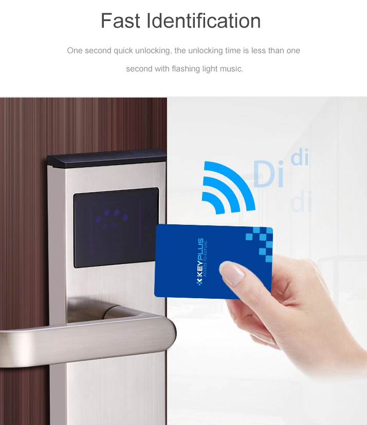 Swipe Keycard Electronic Smart Intelligent Card Key Cylinder Hotel Door Lock for Apartment