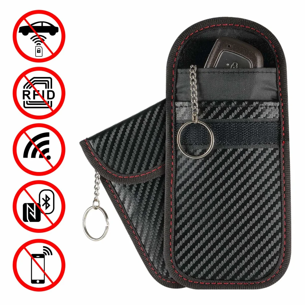 Car Key Signal Blocker Faraday Bag Keyless Fob RFID Blocking Leather Pouch Case