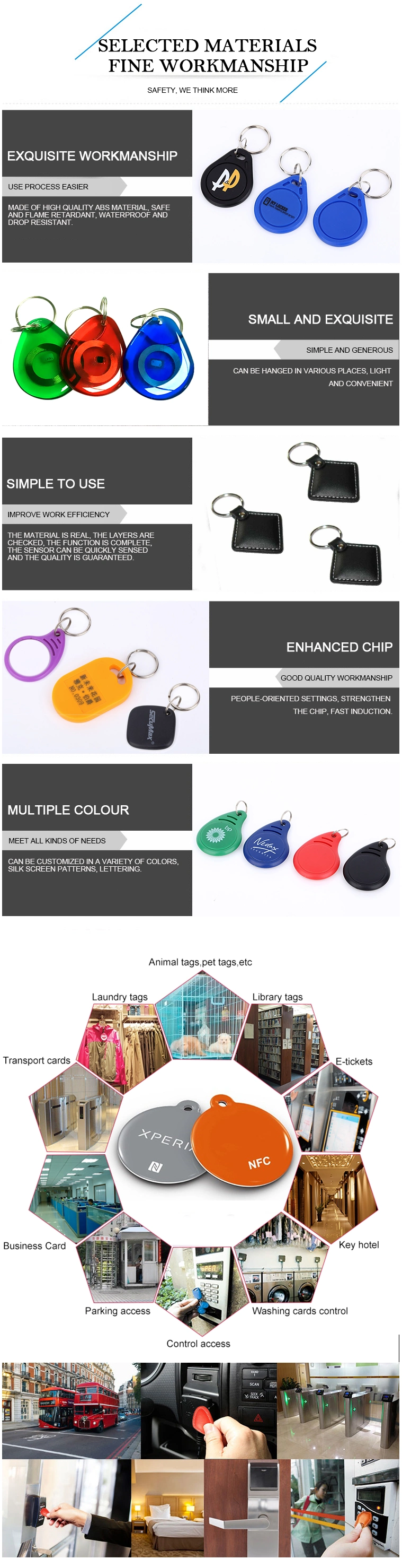 ABS RFID Plastic Key Fob Lf/Hf/UHF NFC Key Tag/Key Chain