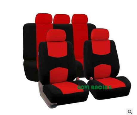 Red Universal Car Seat Covers Leather 9PCS/Set Car Covers