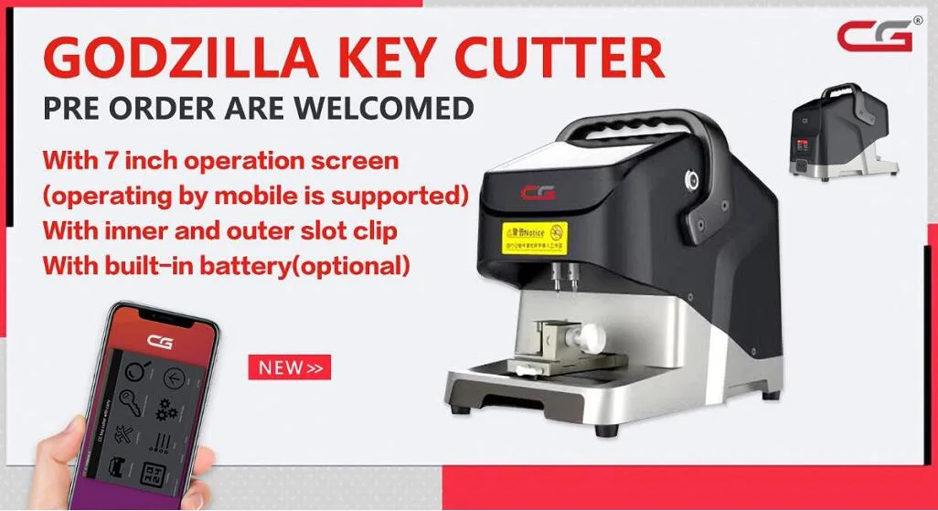 Cg Godzilla Automotive Key Cutting Machine Support Both Mobile and PC with Built-in Battery