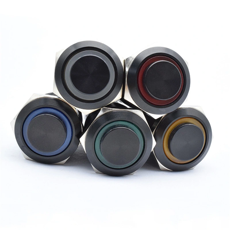 Waterproof Metal Plastic Momentary 19mm Push Button Car Switch Black Push Button Switches for Car