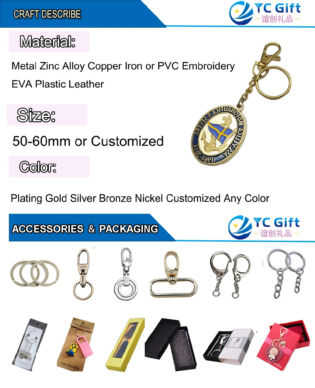 Manufacturer Custom Blanks Company Logo Metal Key Chain Zinc Alloy Circle Tower Nickel Plated Souvenir Key Ring for Promotion Gift (KC07)
