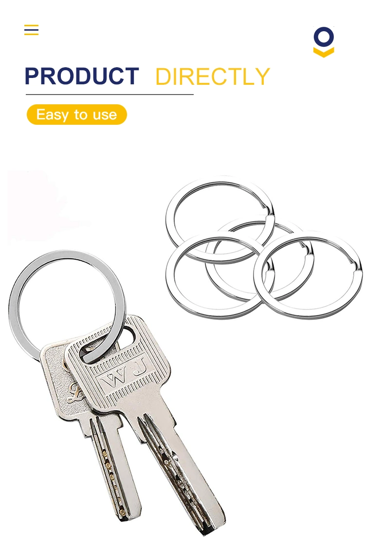 Flat Key Rings Key Chain Metal Split Ring Round, for Home Car Keys Organization, Lead Free Nickel Plated Silver