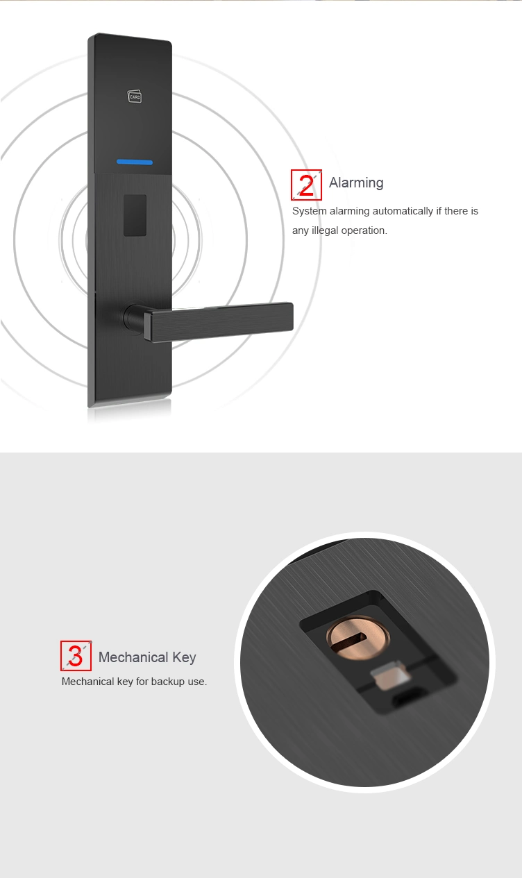 Electronic Smart Intelligent Card Key Cylinder Hotel Door Lock for Apartment