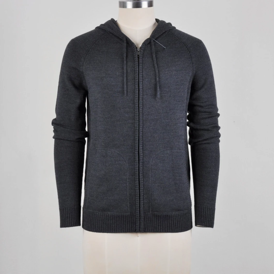 Wool Blend Zip up Hoodie Sweater for Men