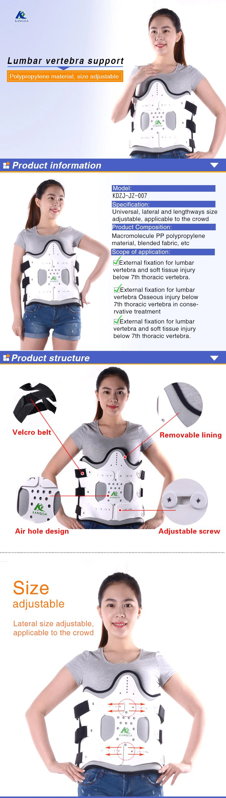 Adjustable Back Brace Orthopedic Spine Back Support Waist Lumbar Support Brace with Airbag
