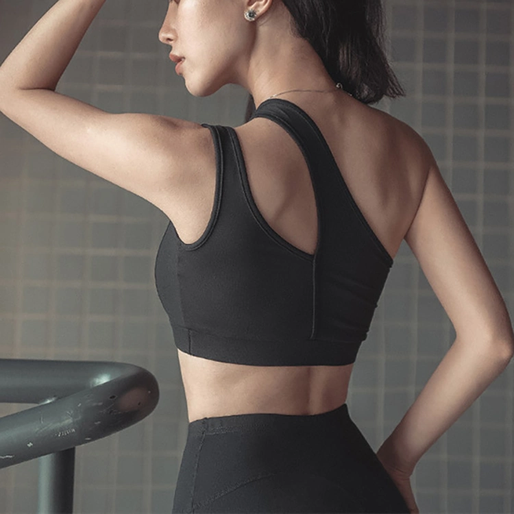 Hot Sale Custom Ladies Fitness Gym Sport Bra Workout One Shoulder Yoga Bra