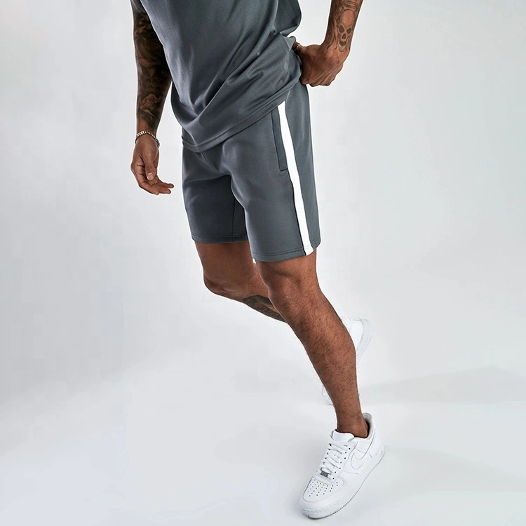 Custom Summer Side Stripe T Shirt and Shorts 2 Piece Sets Sports Tracksuit for Men
