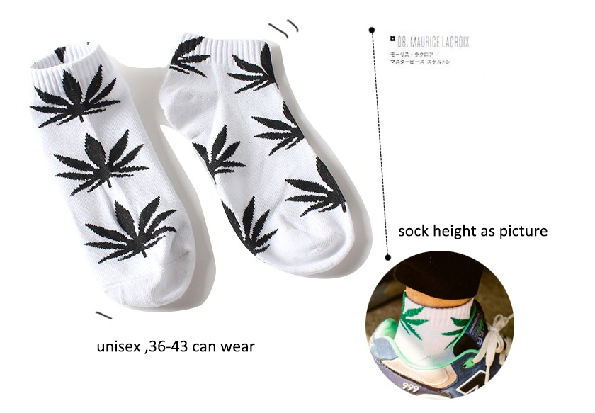 Low Cut Unisex Summer Ankle Socks Fancy 100% Cotton Custom Design Maple Leaf Ankle Socks