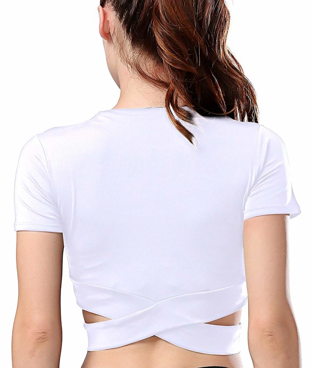Fitness Ladies Gym Wear Clothing Women's Crop Top Compression Workout Athletic Short Sleeve Shirt