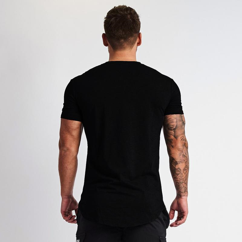 Customized Men Plain Curved Hem Tee Tshirt Sports Workout Gym Fitness Clothing