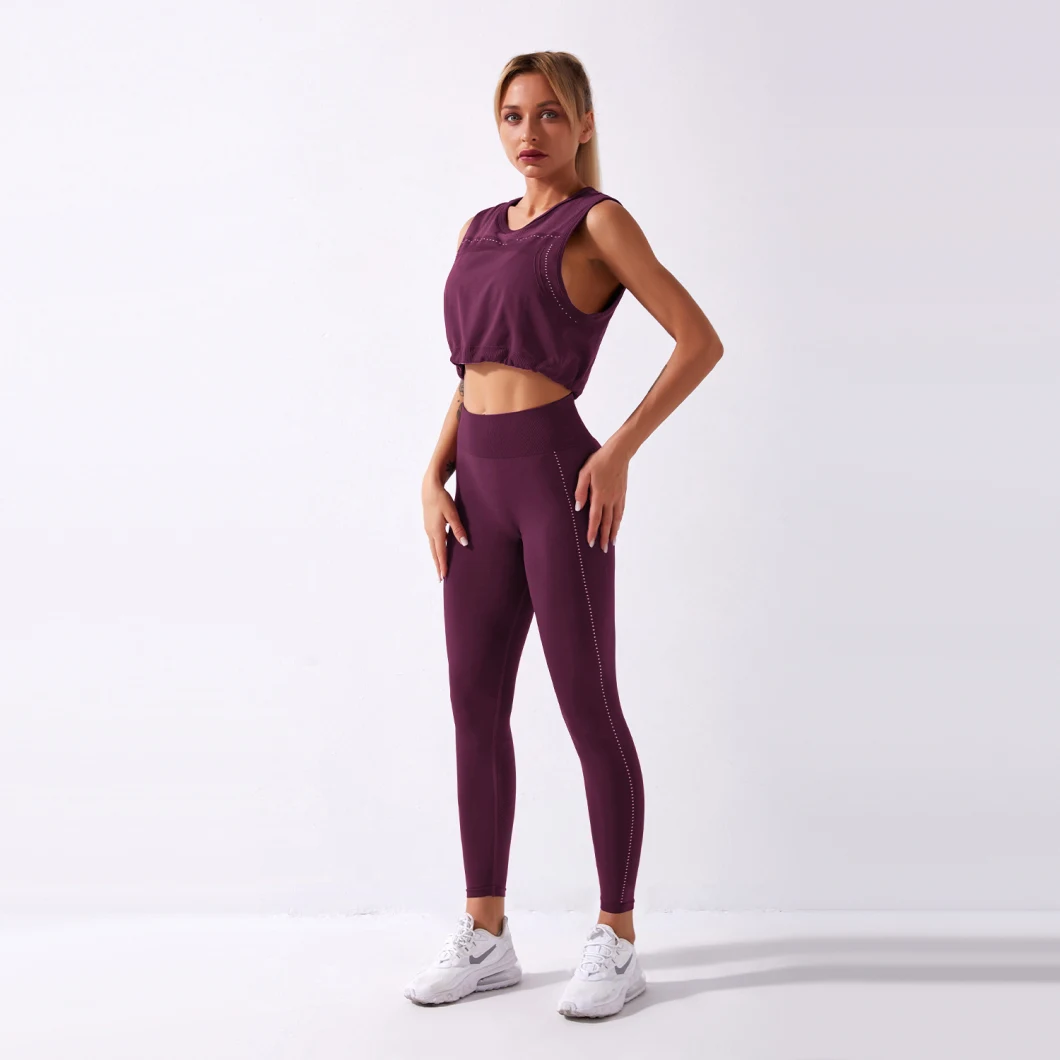 Seamless Yoga Suit, Drawstring Top, Shark Gym Pants Yoga Clothes Set