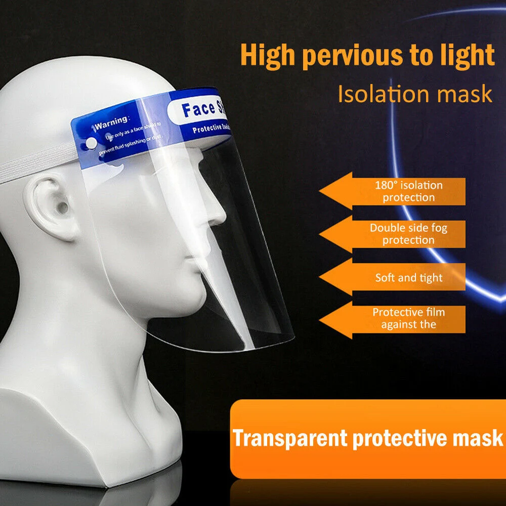 Reusable Transparent Anti-Fog Visor Full Face Safety Cover with Comfortable Foam, Adjustable Band to Fit All Size.