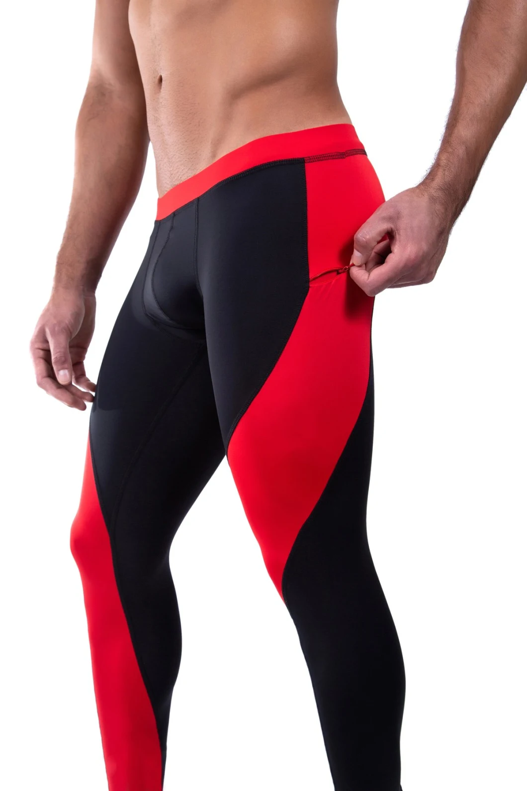Custom Men's Running Tights Cool Dry Pants Baselayer Tights Leggings with Zipper Pockets