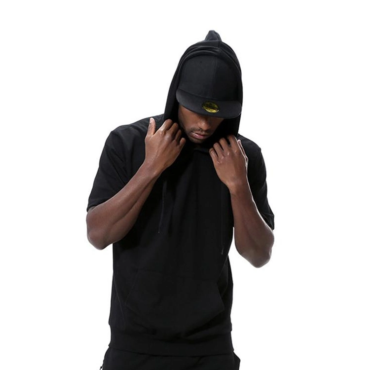 Men Hip Hop Street Style Hoodies Custom Blank Short Sleeve Hoodie