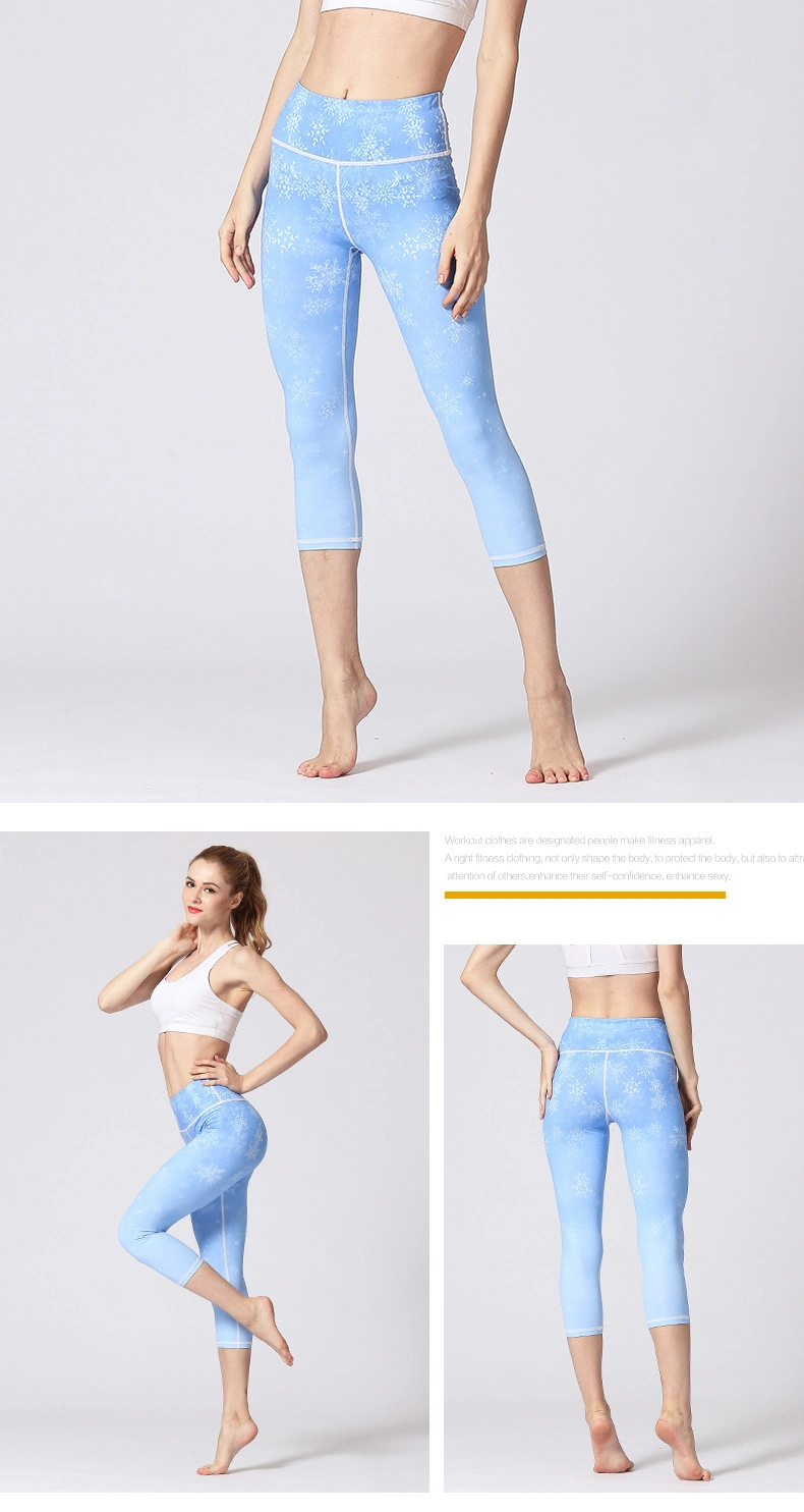 Women Custom Printed Gym Fitness Compression Workout Sport Seamless Tights Leggings Capri Yoga Pants Yoga Leggings Yoga Wear Gym Wear Sport Wear