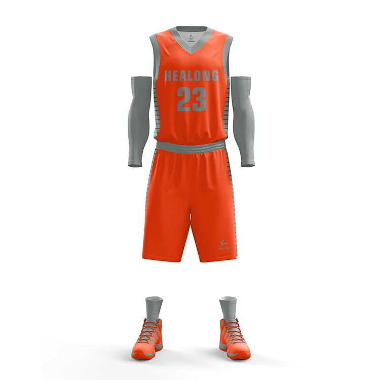 Grey Versus Orange Design Basketball Wear Latest Customize Basketball Jersey Uniform