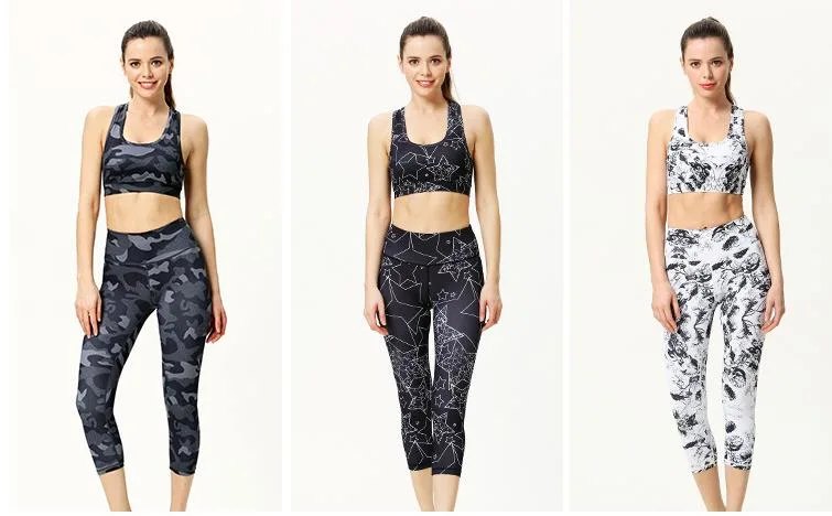 Women Fitness Clothing Seamless Sports Cropped Top Yoga Leggings Gym Set Sport Suit Sportswear Workout Yoga Set