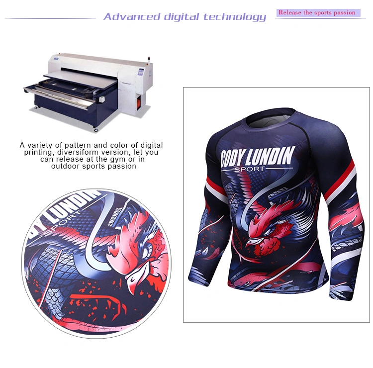 Custom Full Sublimation MMA Long Sleeve Men Clothing Compression Shirts