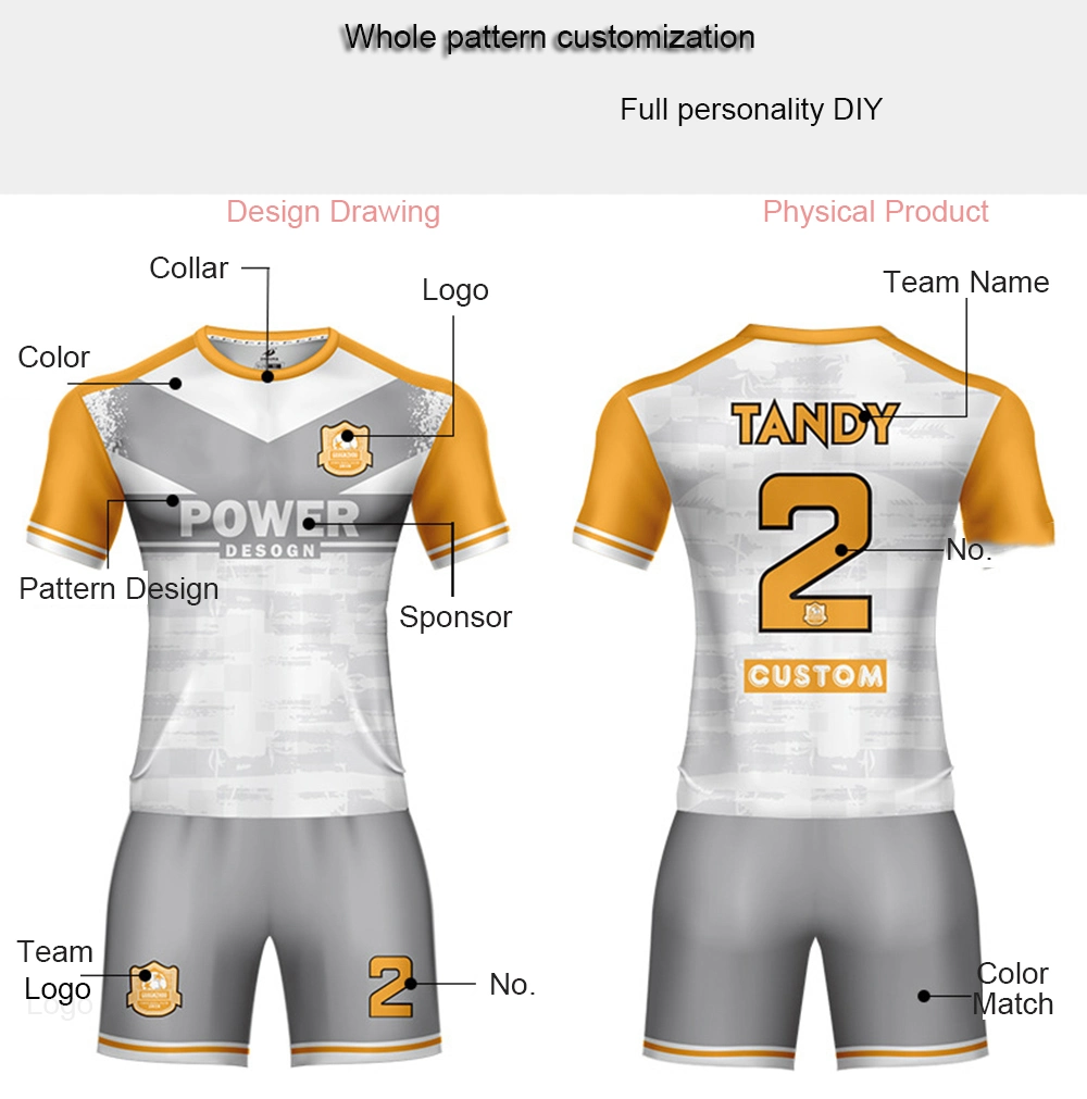 Custom Cheap Blank Soccer Jersey Yellow Color Customized Football Soccer Jersey