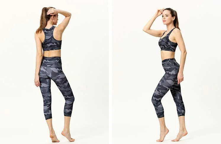 2 Piece Yoga Pants Leggings Sports Bra Set High Waist Tummy Control Workout Outfits for Women