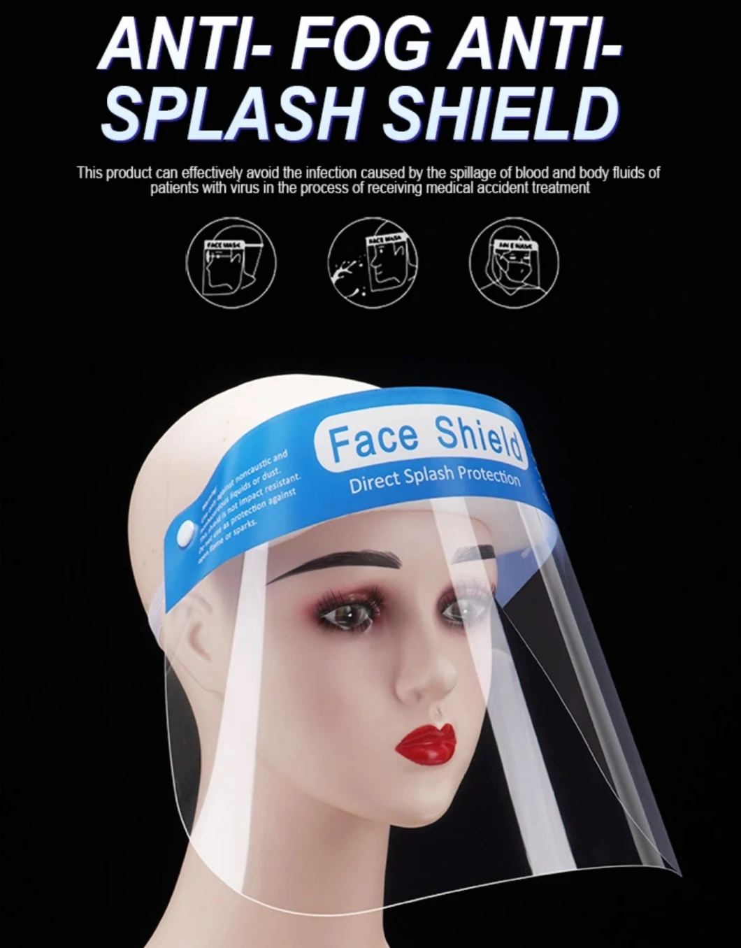 Anti-Fog Visor Full Face Safety Cover PVC Face Shield