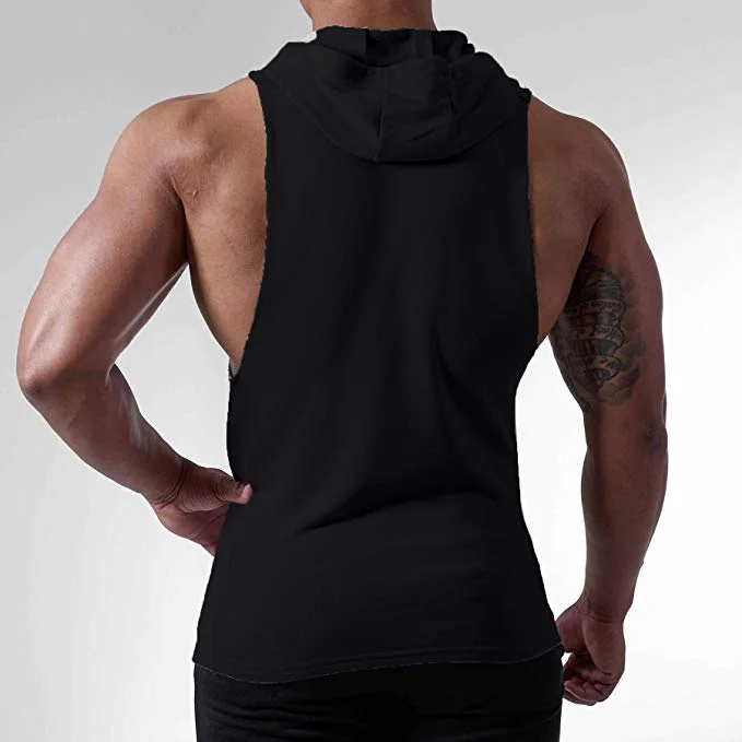 Bulk Wholesale Printing Blank Sleeveless Fitness Muscle Shirts Custom Plain Mens Stringer Gym Tank Top Hooded