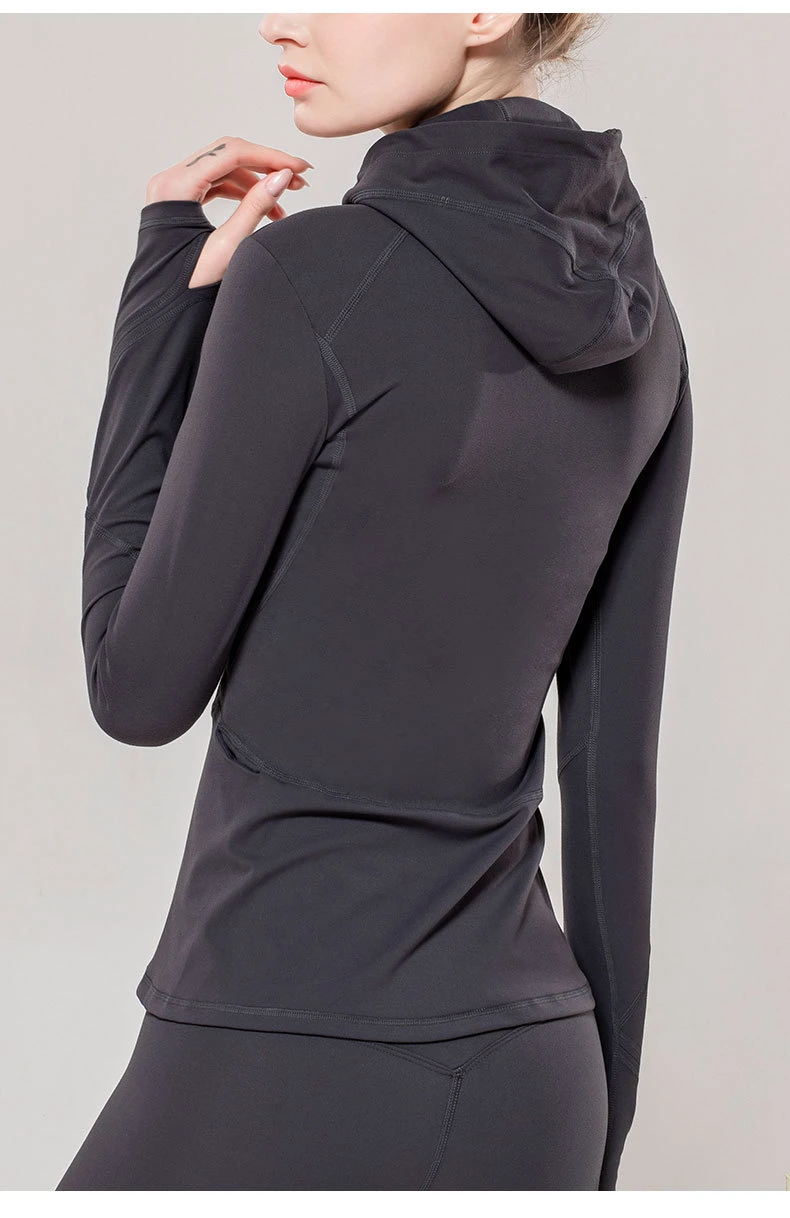Women Clothing Zipper Activewear Long-Sleeved Fitness Leggings Hooded Jogging Track Suit Women Sports Wear